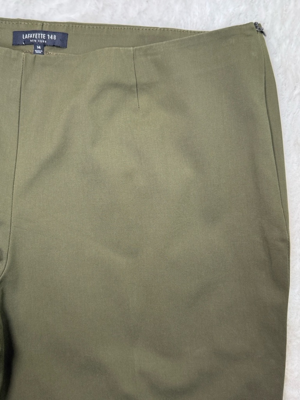 Lafayette 148 Lexington Bleecker Pants Trouser 14 Olive Cropped Side Zip Career - Picture 10 of 16